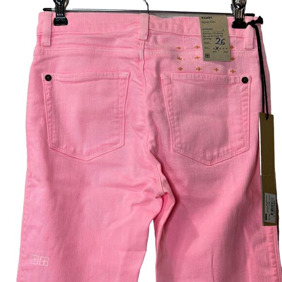 New Ksubi Spray On Skinny Jeans Ankle Zip Midrise Pink Friday Women's 26 NWT - Picture 7 of 10